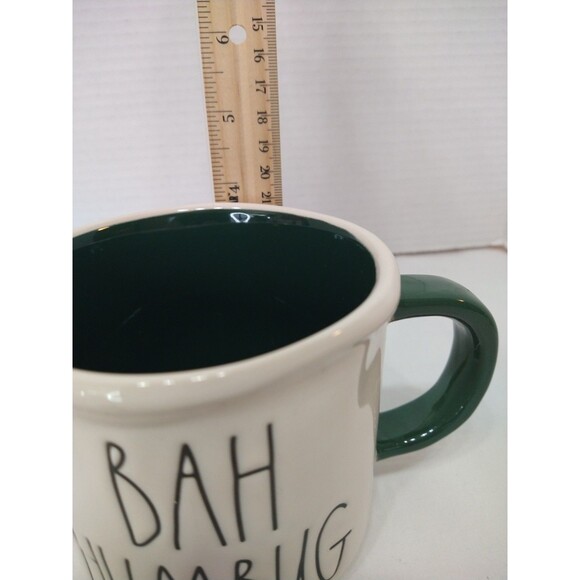 Rae Dunn Bah Humbug Mug Christmas Holiday Green double sided raccoon red hat - Picture 3 of 10